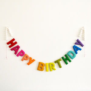 Felt Ball Garland - Birthday Garland, HAPPY BIRTHDAY garland, Party Garland, Birthday Decor, Party Decor, Happy Birthday Banner