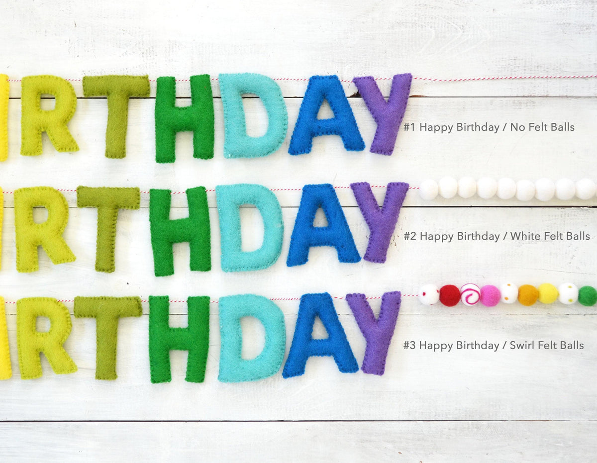 Rainbow Happy Birthday Reusable Felt Banner