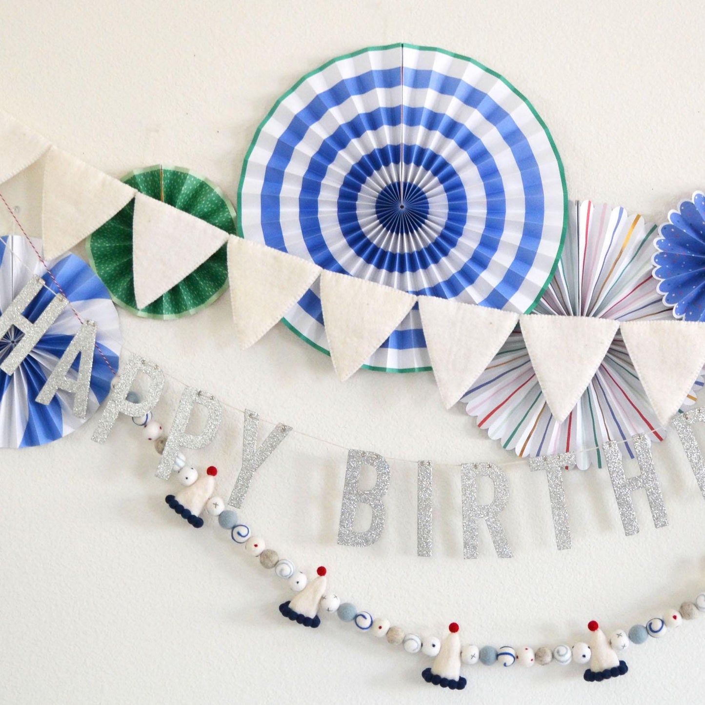 Reusable Birthday Banner | Party Hat Garland | Party Decor | Happy Birthday Banner | Boys Birthday Decor | Birthday Party Decoration