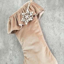 Velvet Christmas Stocking - Modern Neutral Holiday Decor With Soft Cream Velvet Fabric