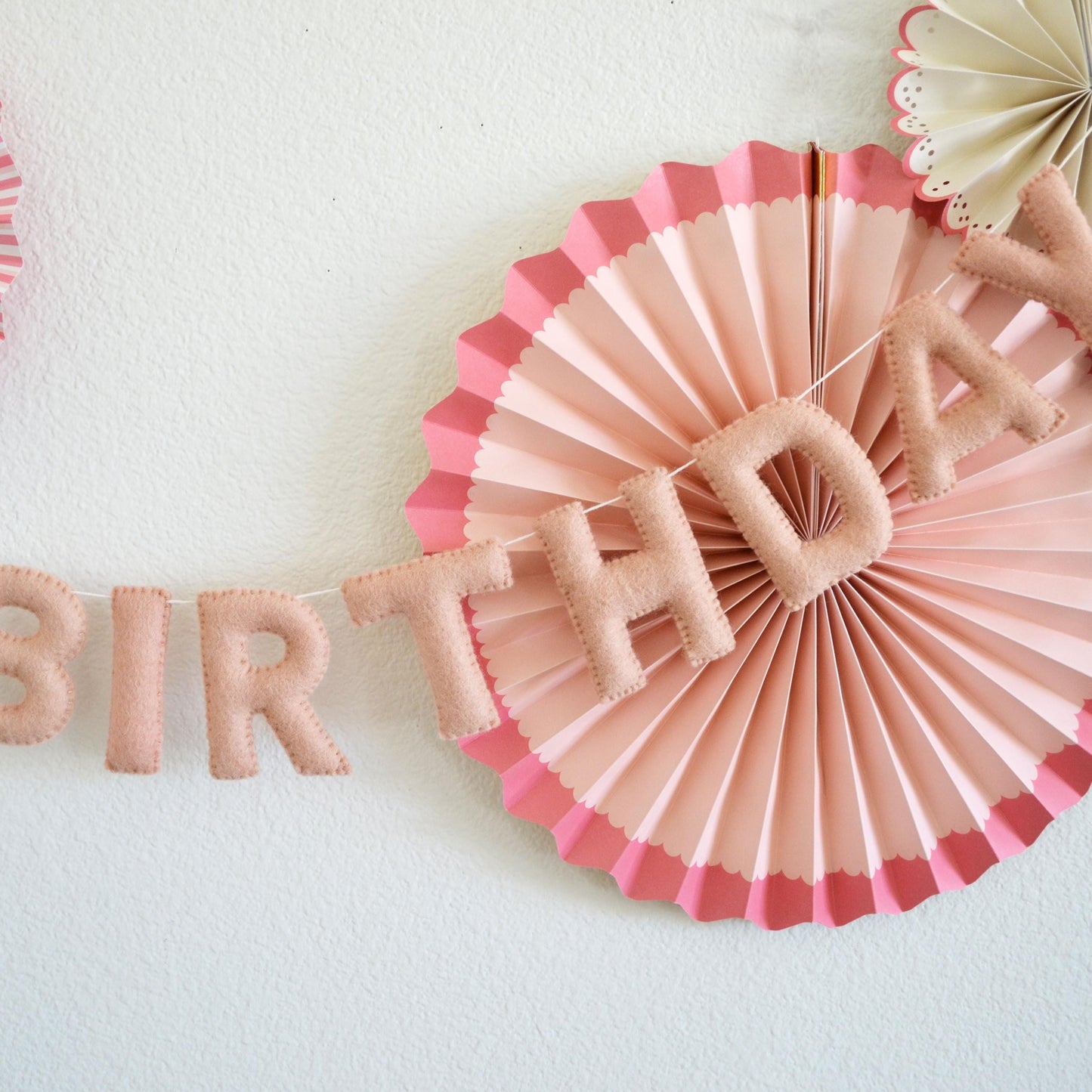 Blush Pink Felt Happy Birthday Banner