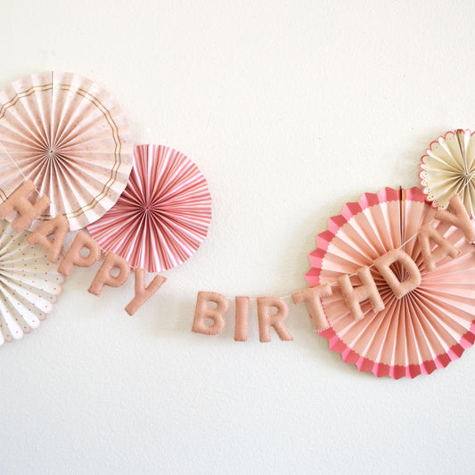 Blush Pink Felt Happy Birthday Banner