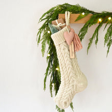 Cable Knit Stocking – Hand Knit Wool Christmas Stocking with Tassel & Felt Heart (Name tag NOT inlcuded)