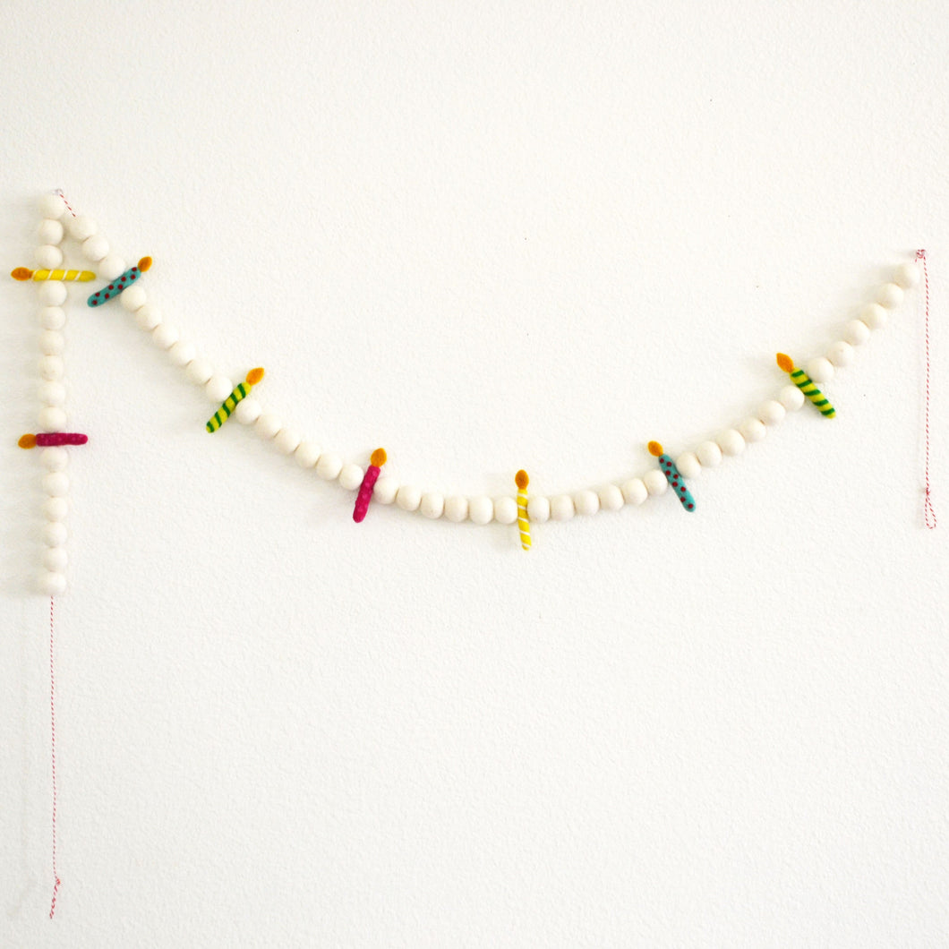 Happy Birthday Banner | Birthday Candle Garland | Birthday Party Decoration | Birthday Candles | Birthday Decor | Felt Birthday Garland