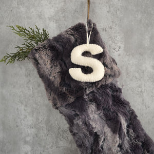 Dark Gray Faux Fur Christmas Stocking | Masculine Cozy Stocking for the Holidays