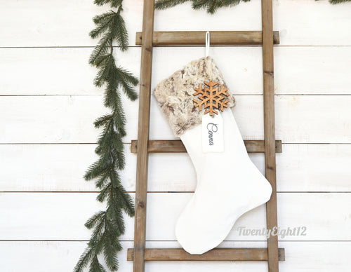 Christmas Stocking- Faux Fur Christmas Stocking, Personalized Christmas Stocking, Masculine Stocking, Christmas Stockings, Tan Dog Stocking