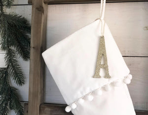 Personalized Christmas Stocking | Luxury Velvet Stockings with White Pom Pom Trim