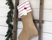 Striped Christmas Stocking - Red and White Striped Stocking, Christmas Stocking, Kids Stocking, Personalized Christmas Stocking, Stockings