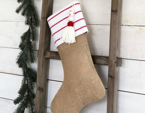 Striped Christmas Stocking - Red and White Striped Stocking, Christmas Stocking, Kids Stocking, Personalized Christmas Stocking, Stockings