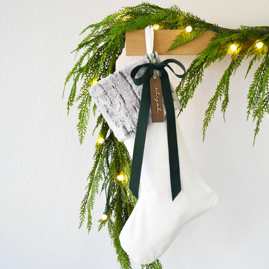 Fur Christmas Stocking- Gray Faux Fur Stocking, Personalized Stocking, Gray Stocking, Rustic Stocking, Stockings, Dog Stocking, Pet Stocking