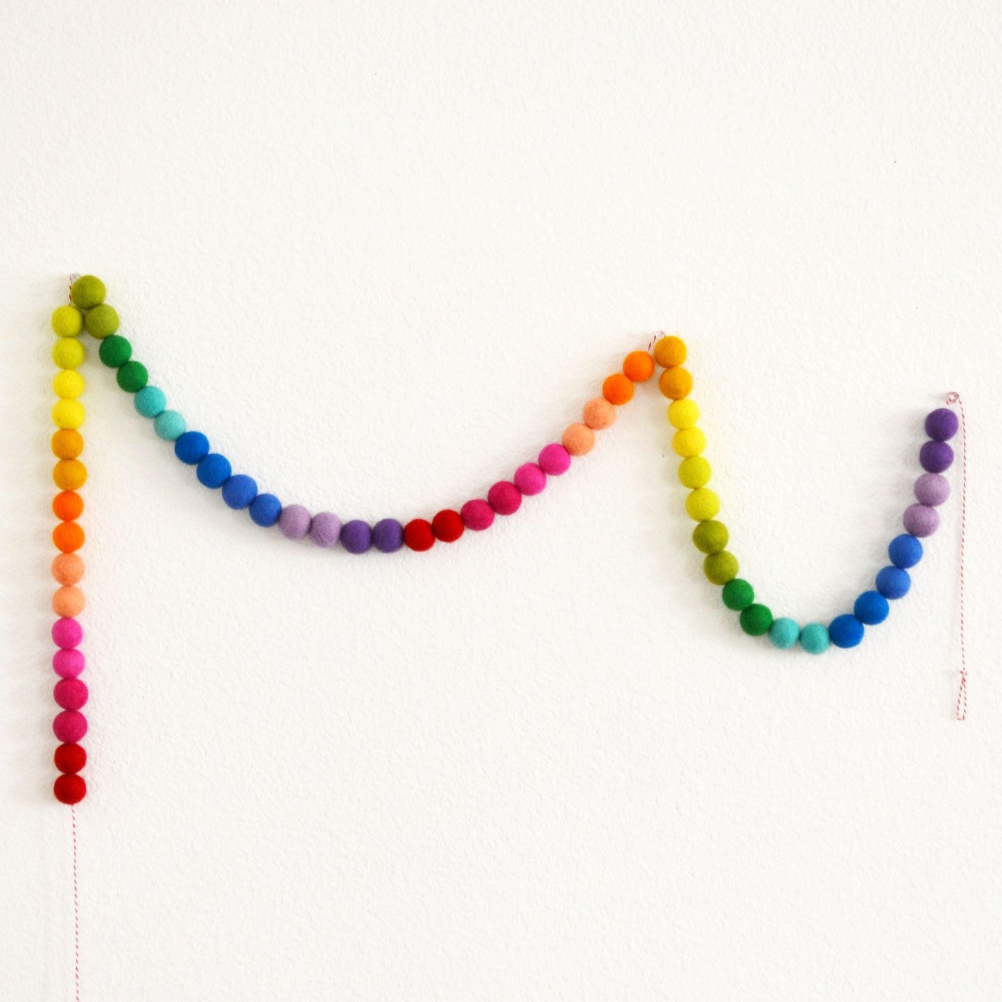 Rainbow Ombré Felt Ball Garland or Happy Birthday Banner or Party Hat Felt Ball Garland
