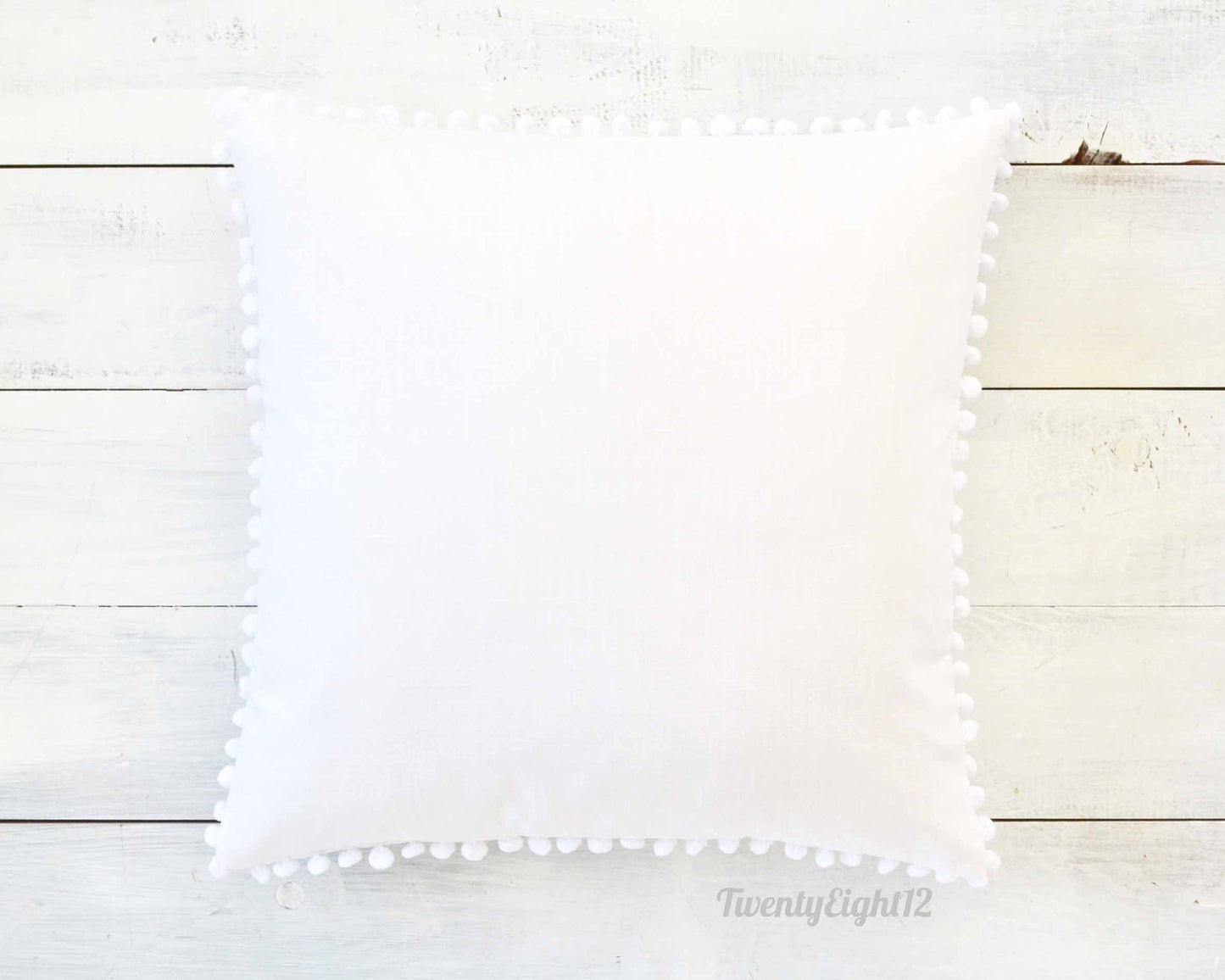 White Pom Pom Pillow Cover -  20" x 20" - White Boho Pillow, Throw Pillow, Pom Pom Pillow Cover, White Pillow, Nursery Pillow, Nursery Decor