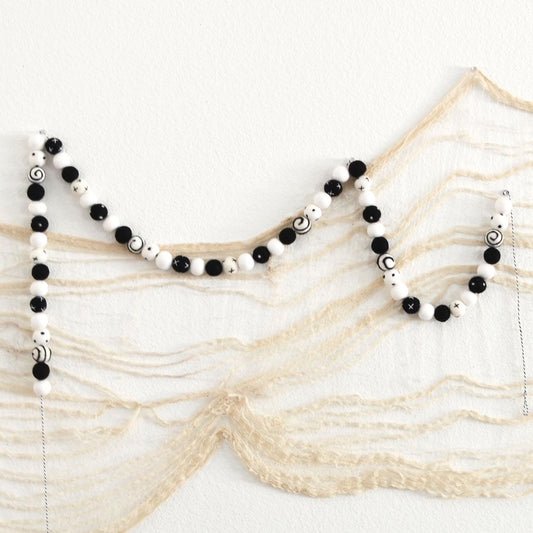 Halloween Felt Ball Garland -Felt Ball Garland, Halloween Garland, Halloween Banner, Black & White Felt Ball Garland, Halloween Decorations