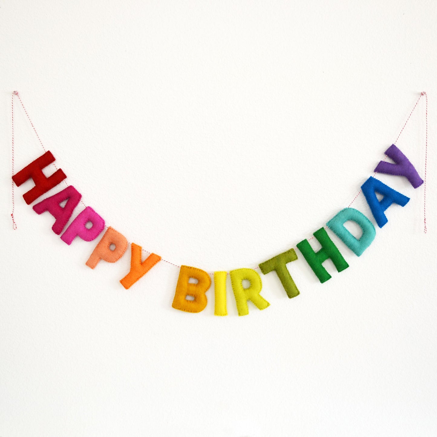 Rainbow Ombré Felt Happy Birthday Banner