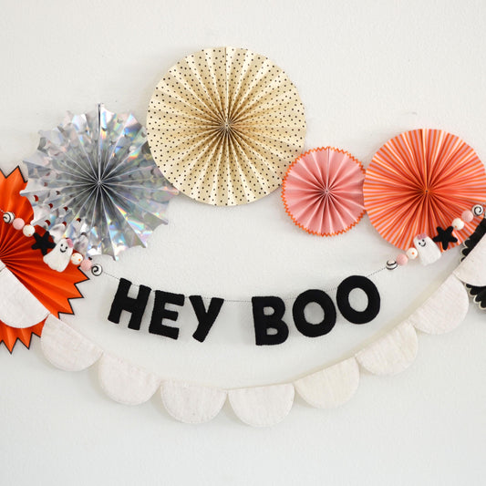 Halloween HEY BOO Banner | Felt Ghost Banner | Felt Ball Garland | Halloween Decor | Felt Ghost Garland | Felt Banner | Halloween Decoration
