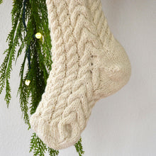 Cable Knit Stocking – Hand Knit Wool Christmas Stocking with Tassel & Felt Heart (Name tag NOT inlcuded)