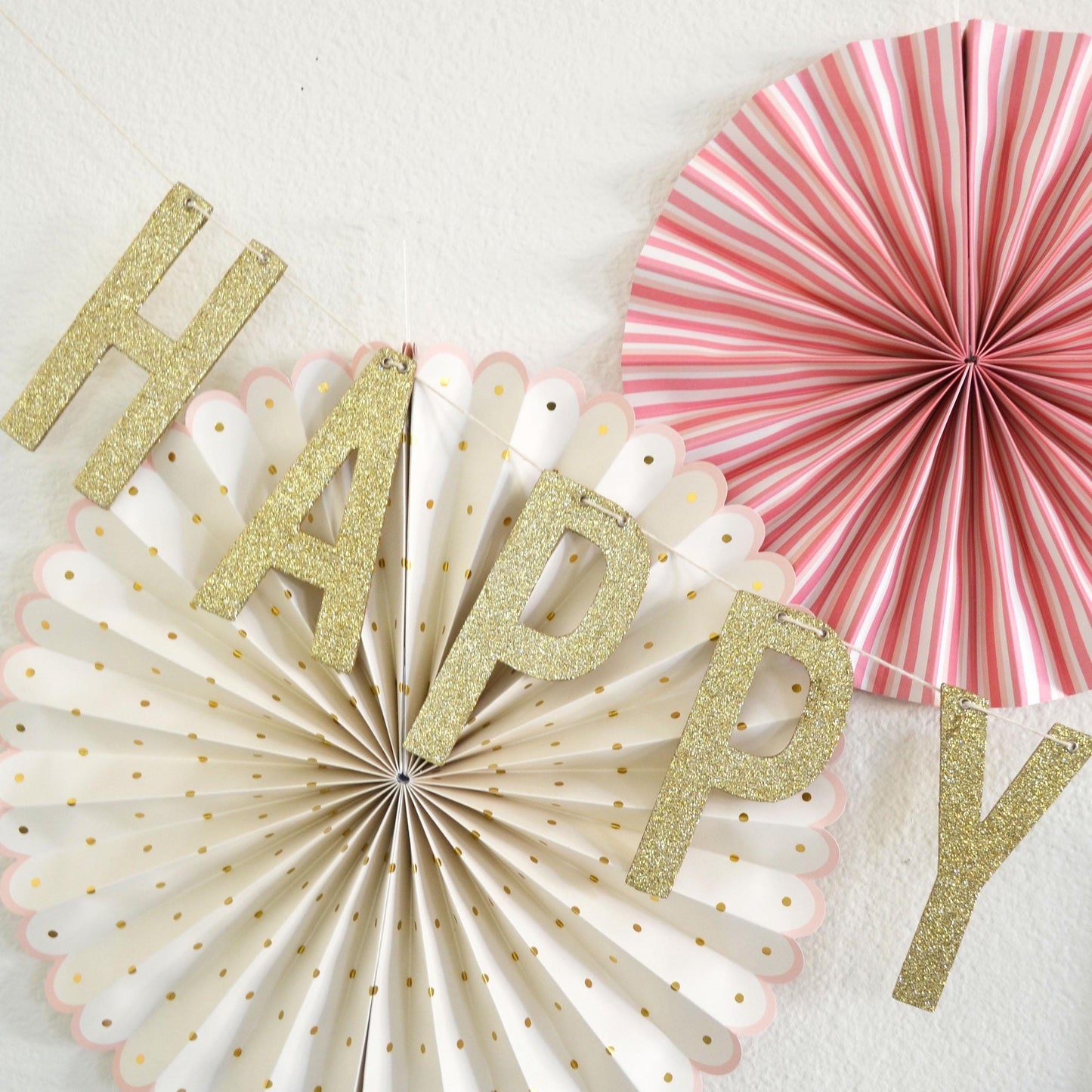 Reusable Gold Glitter Happy Birthday Banner