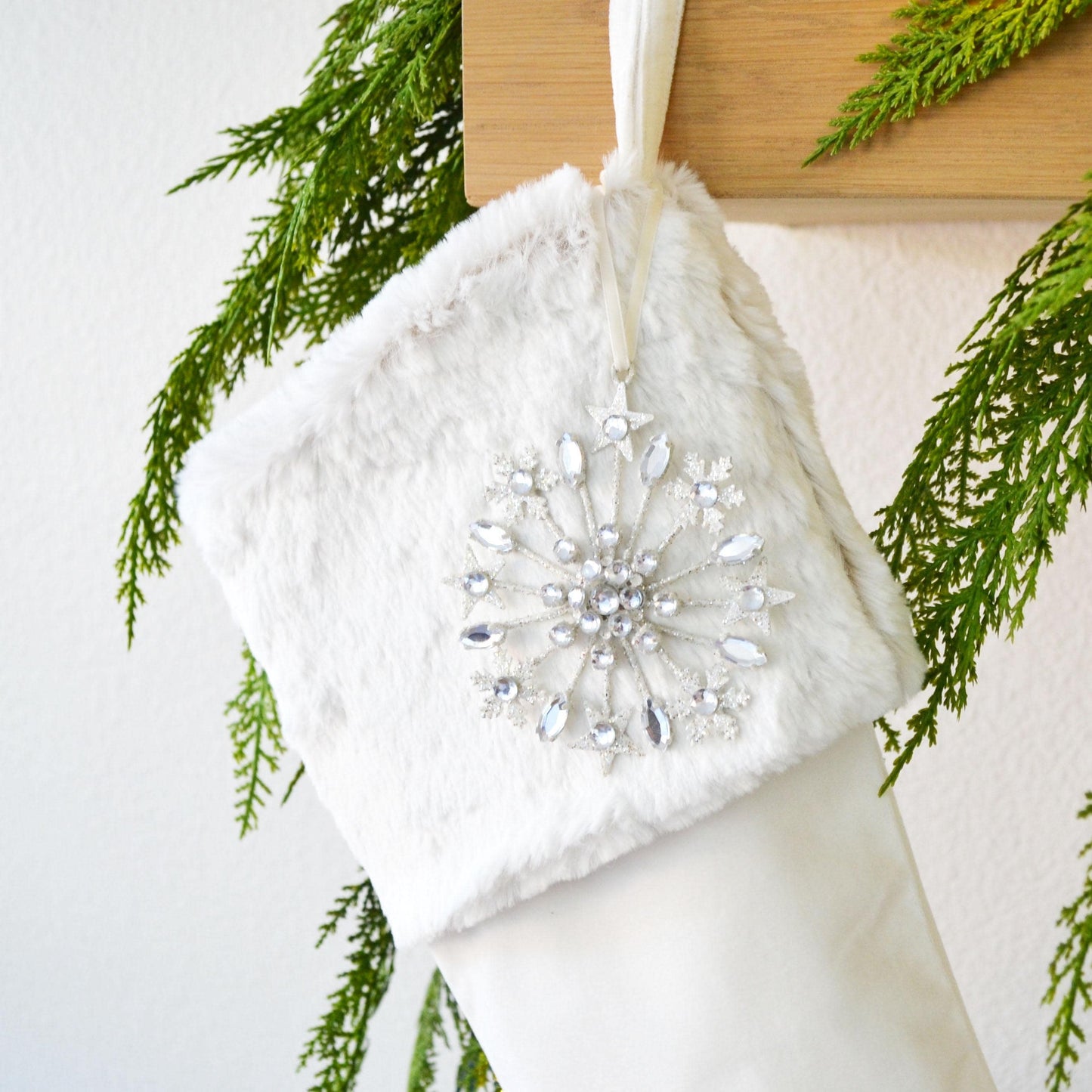 Christmas Stocking -Personalized Christmas Stocking, Christmas Decor, Christmas Stocking, Velvet Stocking, White Faux Fur Christmas Stocking