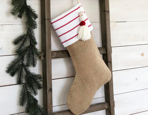 Striped Christmas Stocking - Red and White Striped Stocking, Christmas Stocking, Kids Stocking, Personalized Christmas Stocking, Stockings