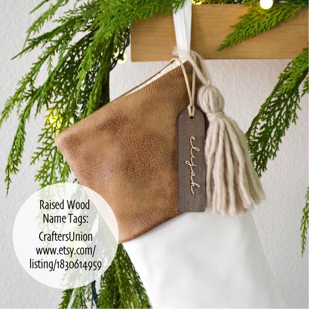 Personalized Christmas Stockings | Brown Faux Leather Stocking |  Rustic Stocking | Masculine Christmas Stocking | Family Stocking