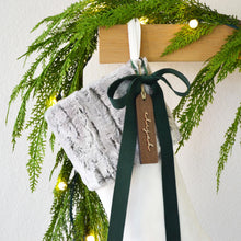 Gray Faux Fur Stocking - Personalized Rustic Holiday Stocking (Name tag NOT Included)