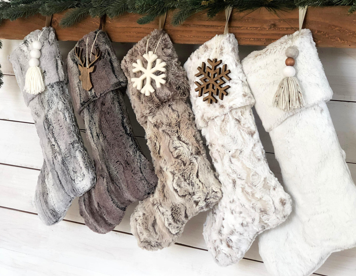 Faux Fur Christmas Stockings - Personalized Rustic Cozy Fur Stocking