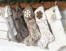Faux Fur Christmas Stockings- Personalized Fur Christmas Stocking, White Stocking, Personalized Stocking, Rustic Cozy Christmas Stockings