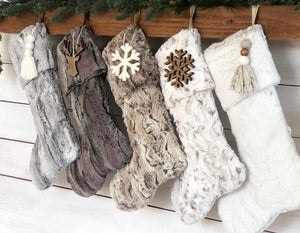 Faux Fur Christmas Stockings- Personalized Fur Christmas Stocking, White Stocking, Personalized Stocking, Rustic Cozy Christmas Stockings