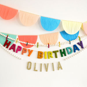 Happy Birthday Banner | Birthday Candle Garland | Birthday Party Decoration | Birthday Candles | Birthday Decor | Felt Birthday Garland