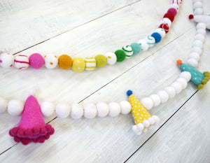 Birthday Banner Felt Birthday Party Hat Kid Birthday Party Felt Garland Happy Birthday Banner Felt Ball Garland Birthday Party Decor For Her