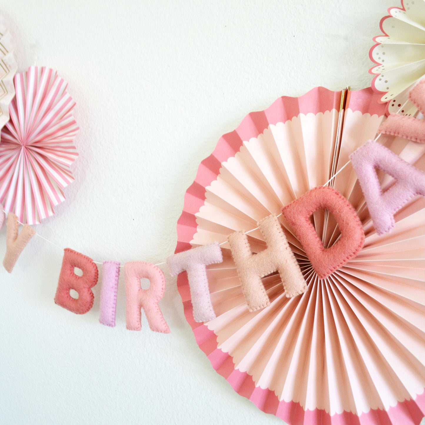 Pink Ombré Felt Happy Birthday Banner