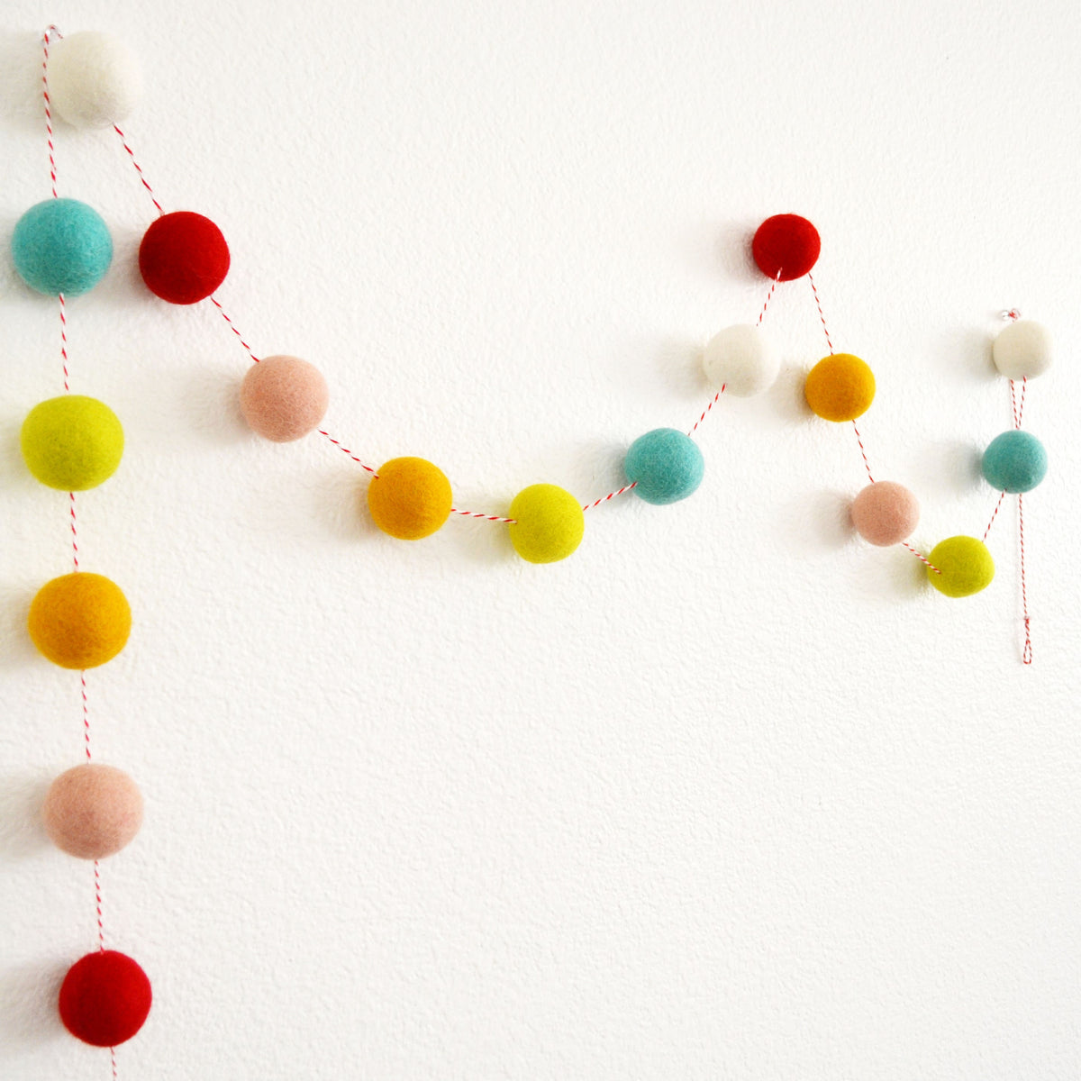 Rainbow Felt Ball Garland with 4cm Felt Balls