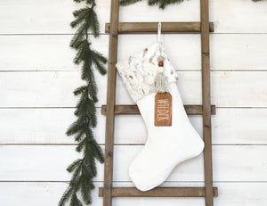 Christmas Stocking- Faux Fur Christmas Stocking, Personalized Christmas Stocking, Masculine Stocking, Dog Stocking, Neutral Fur Pet Stocking