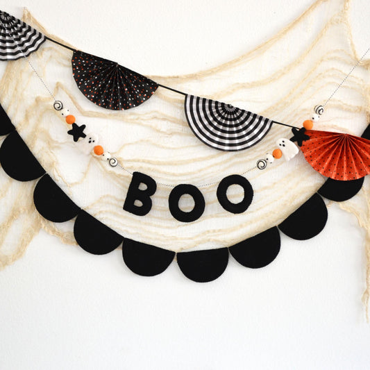 Halloween BOO Banner | Felt Ghost Banner | Felt Ball Garland | Halloween Decor | Felt Ghost Garland | Felt Banner | Halloween Decorations