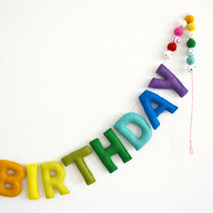 Felt Ball Garland - Birthday Garland, HAPPY BIRTHDAY garland, Party Garland, Birthday Decor, Party Decor, Happy Birthday Banner