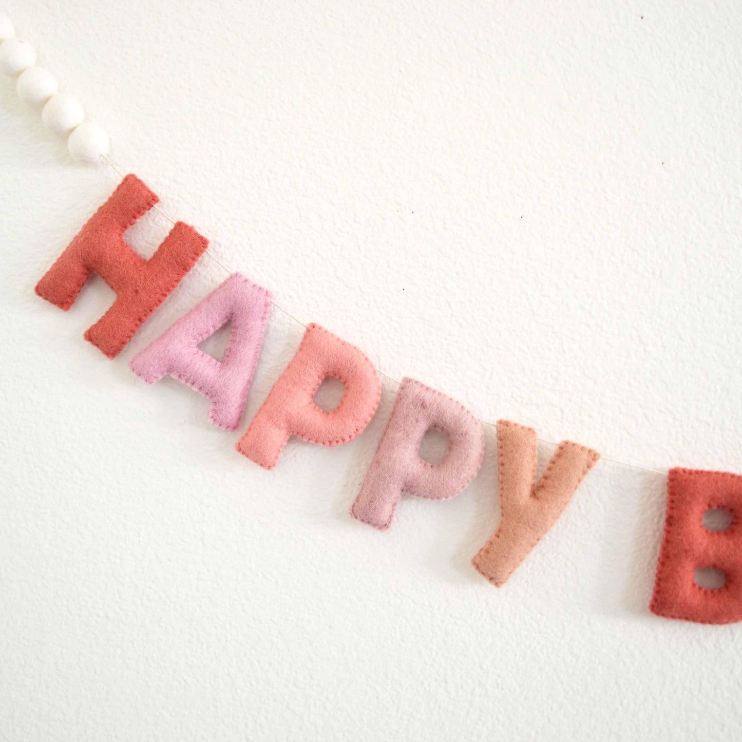 Pink Ombré Happy Birthday Reusable Felt Banner