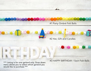 Felt Ball Garland - Birthday Garland, HAPPY BIRTHDAY garland, Party Garland, Birthday Decor, Party Decor, Happy Birthday Banner
