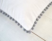 Light Gray Pom Pom Pillow Cover -  20" x 20" - Gray Pom Pom Pillow, Nursery Decor, Nursery Pillow, Girls Room Decor, Kids Pillow,  Pillows
