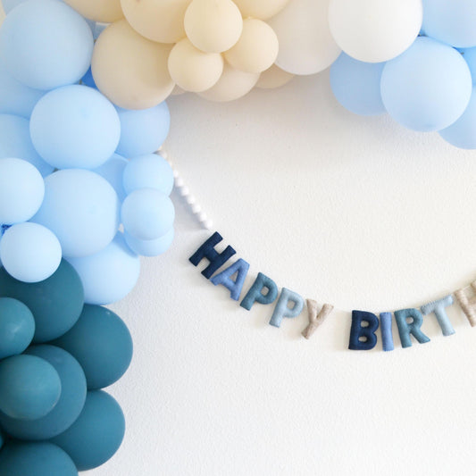 Blue Ombré Reusable Felt Happy Birthday Banner