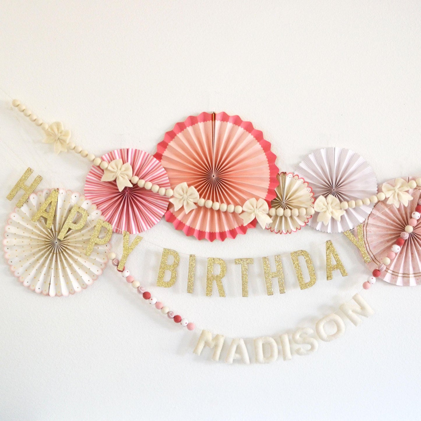 Felt Garland | Felt Bow Garland | Boho Decor | Reusable Happy Birthday Banner |  Birthday Party Decor | Name Garland | Personalized Banner