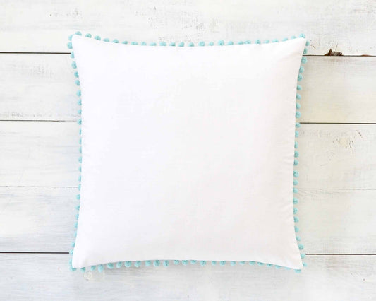 Aqua Blue Pom Pom Pillow Cover -  20" x 20" - Decorative Pillow, Throw Pillow, Pom Pom Pillow Cover, Aqua Pom Pom, Girls Pillow, Kids Decor