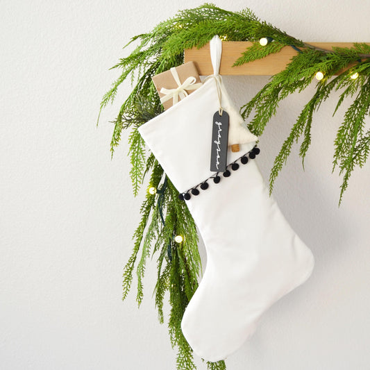 Christmas Stocking | Personalized Christmas Stocking |Family Stocking | Black & White Farmhouse Stocking | Bohemian (name tag NOT included)