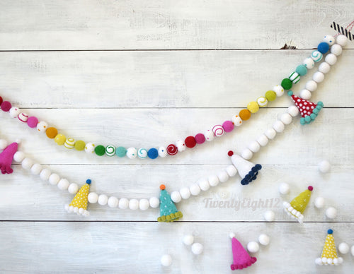 Birthday Banner Felt Birthday Party Hat Kid Birthday Party Felt Garland Happy Birthday Banner Felt Ball Garland Birthday Party Decor For Her