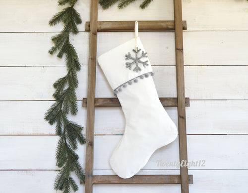 Personalized Christmas Stocking, Christmas Stocking, Stockings, Stocking, Dog Christmas Stocking, Personalized Stocking, Gray Pom Pom
