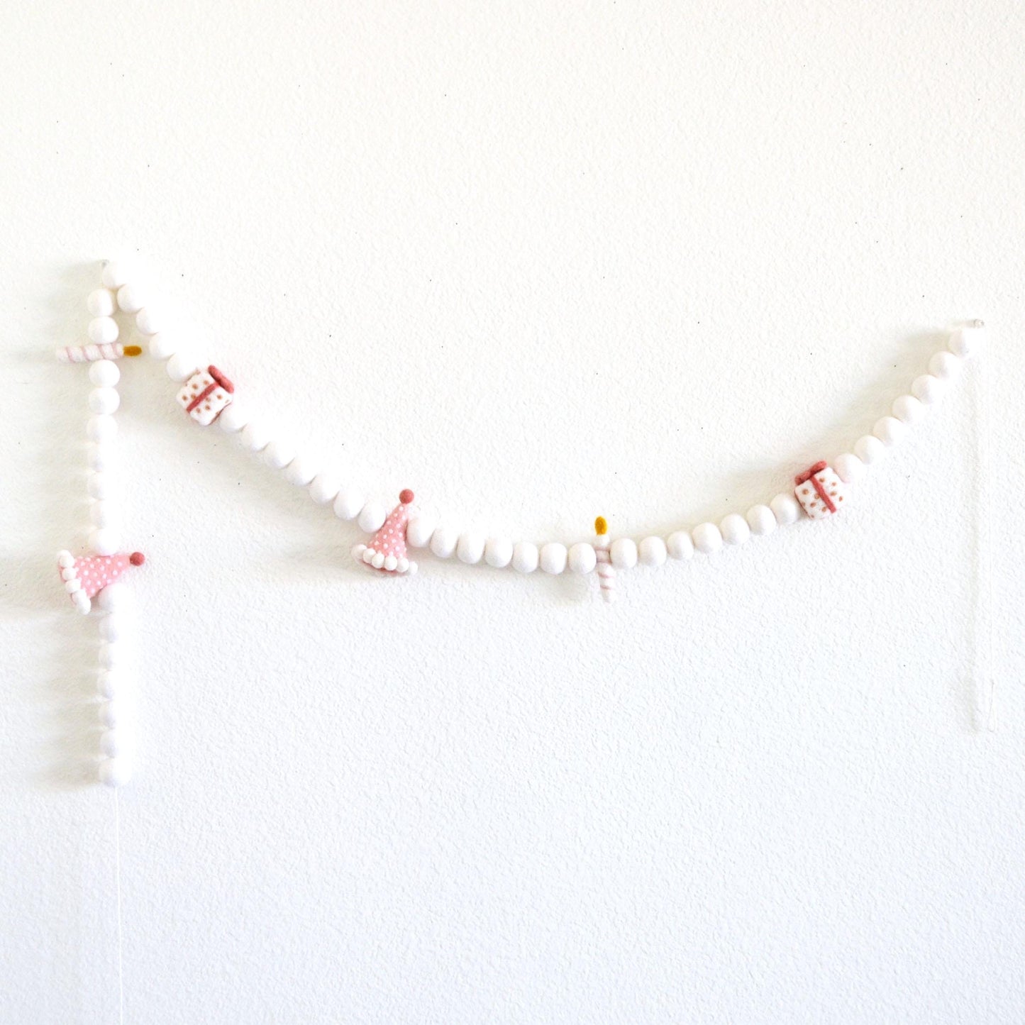Pink Ombré Felt Ball Garland or Blush Pink Happy Birthday Banner or Hat, Gift & Candle Felt Garland