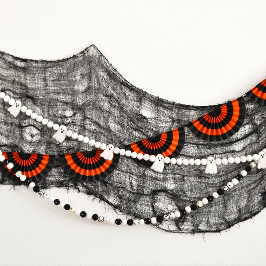 Halloween Felt Ball Garland - Choice of White Ghost Felt Garland or Black and White Felt Ball Garland