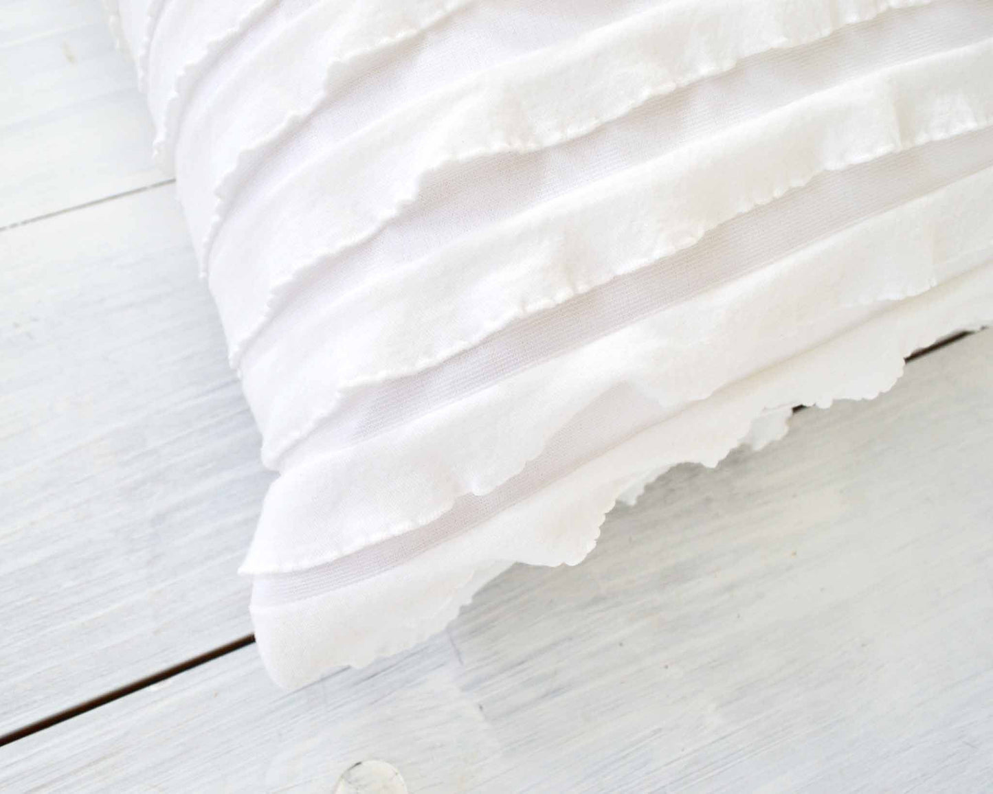 White Ruffle Pillow Cover - Farmhouse Pillow, White Pillow Cover, Nursery Pillow, Girls Room Decor, Boho Pillow, Ruffle Pillow