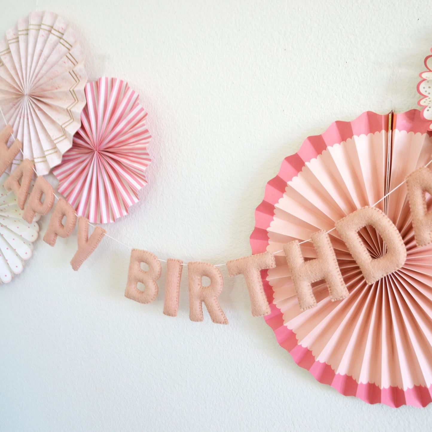 Blush Pink Felt Happy Birthday Banner