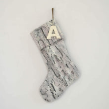 Fur Christmas Stocking - Faux Fur Stockings, Boho Stockings, Fur Stocking, Gray Stocking, Farmhouse Personalized Christmas Stockings