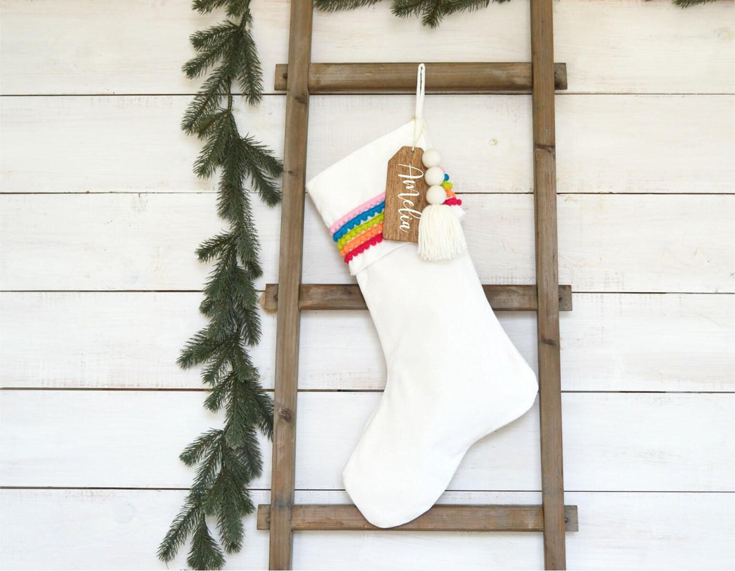 Velvet Christmas Stocking - Handmade Bohemian Girls Stocking